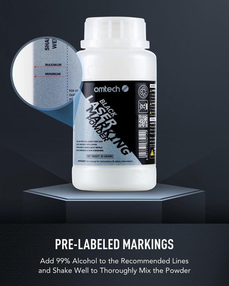 OMTech Laser Marking Powder, 4.1 fl. oz. Metal Laser Marking Fluid for CO2 Laser Engraver, High Contrast Laser Marking Ink for Metal, Laser Black Ink Laser Ink Agent for Aluminum Stainless Steel Brass - Image 5